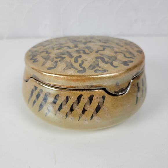 Vintage Boris Vitlin Studio Trinket Box Lid Round Ceramic Handpainted Signed - Picture 8 of 14